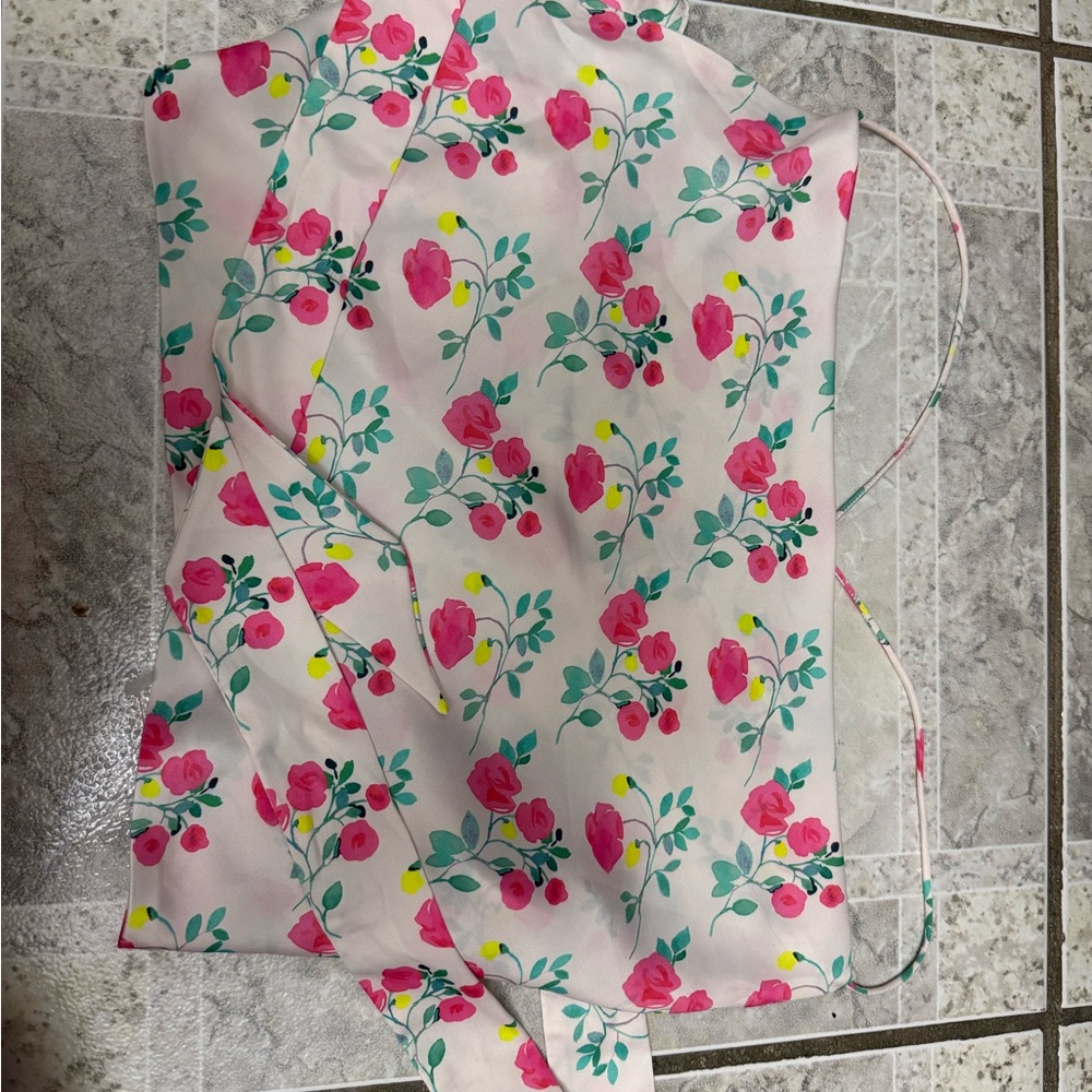 Zara Floral Crop Top - Pink and Green